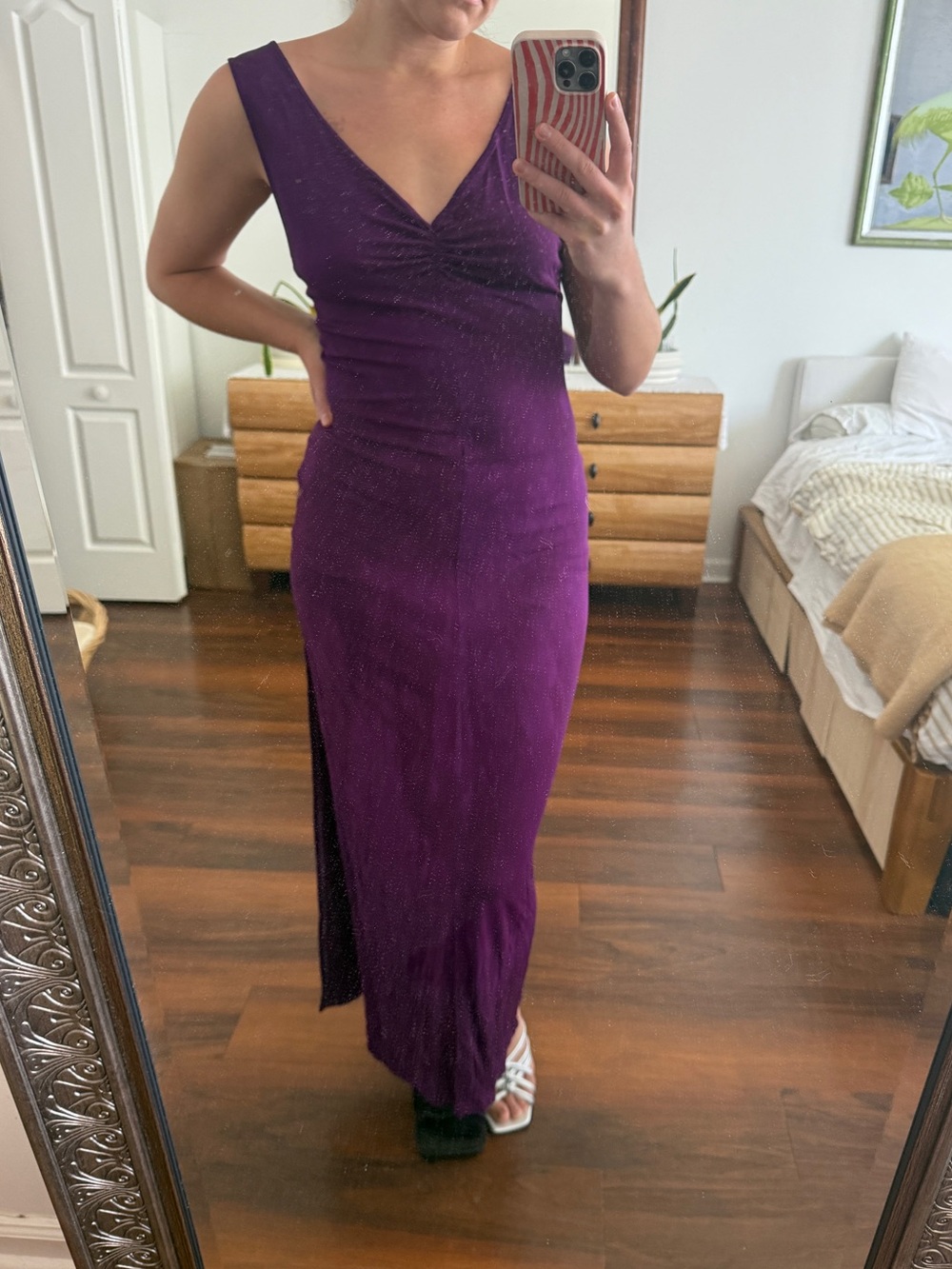 Valentino Deep Purple V-Neck Sleeveless Maxi Gown